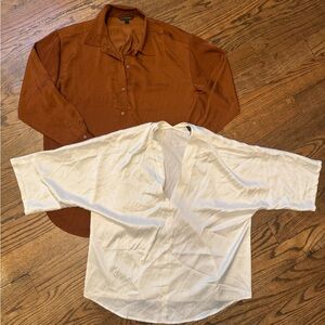 Banana Republic Silken Rust and Off-White Blouse Set, Small